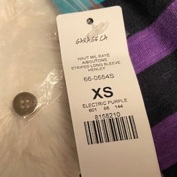 Garage Striped Henley Top Ladies Junior Size XS NWT - Picture 5 of 10